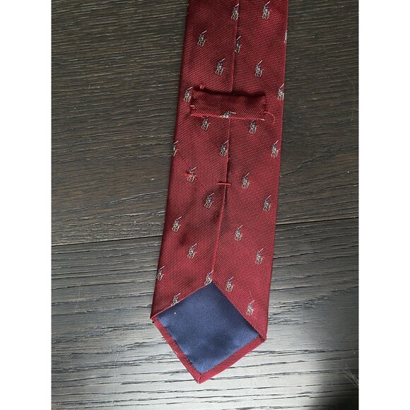 Polo Ralph Lauren Tie Mens RED Hand Made in Italy Silk Polo Player Print - Picture 7 of 7
